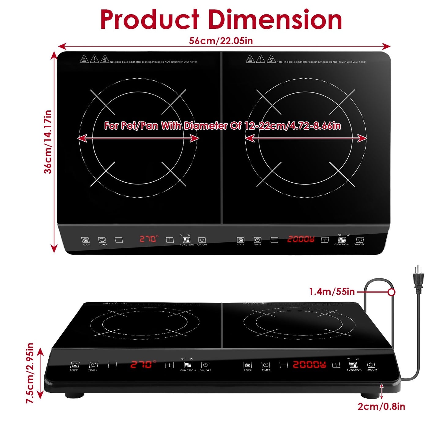 Easix+ DuoHeat - 4000W Double Induction Cooktop
