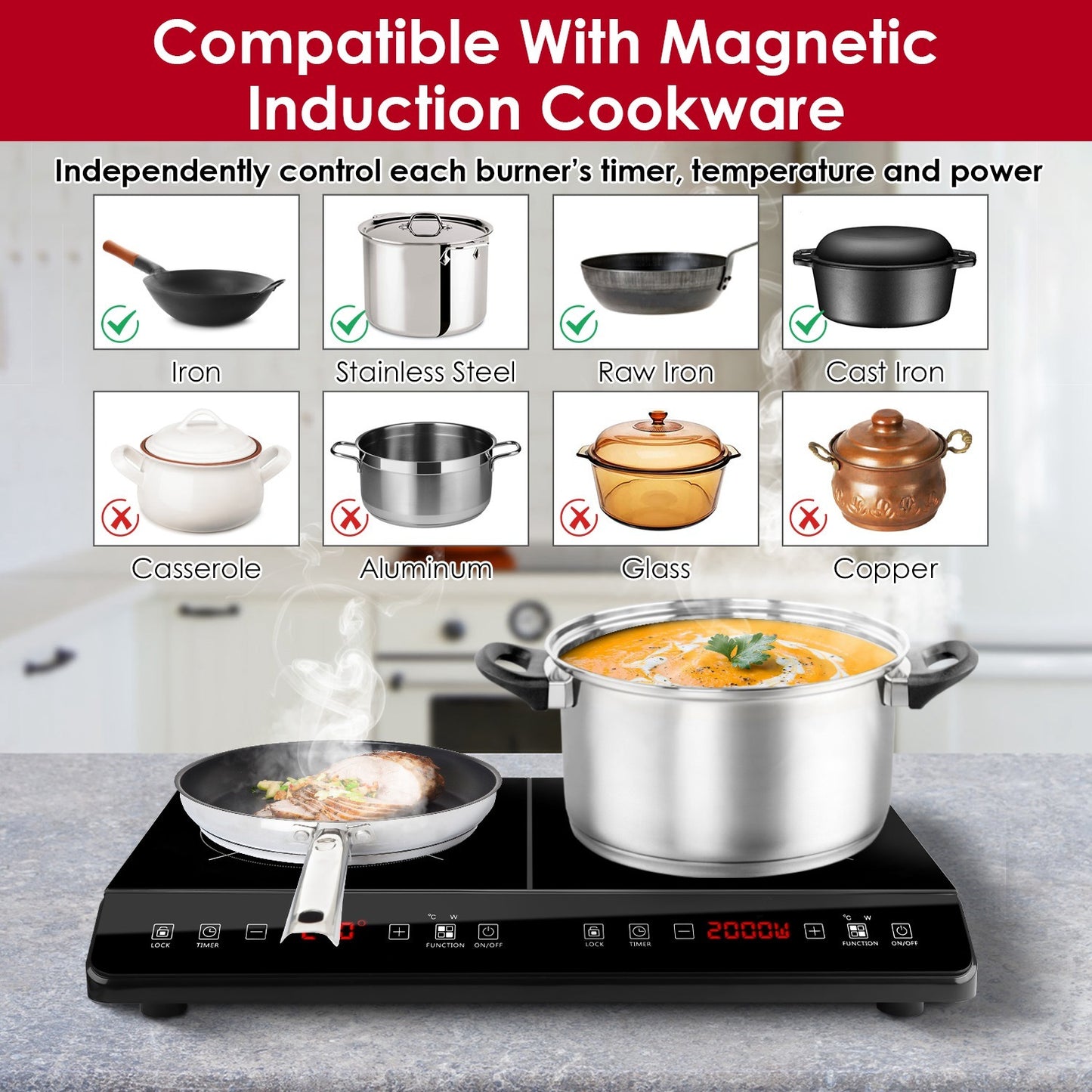 Easix+ DuoHeat - 4000W Double Induction Cooktop